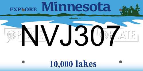 NVJ307 Minnesota License Plate