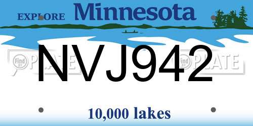 NVJ942 Minnesota License Plate