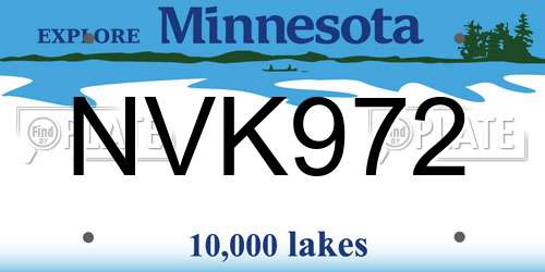 NVK972 Minnesota License Plate