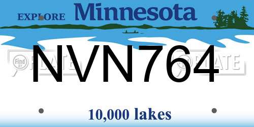 NVN764 Minnesota License Plate