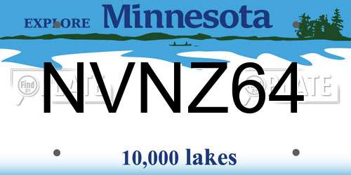 NVNZ64 Minnesota License Plate