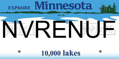 NVRENUF Minnesota License Plate