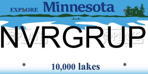 NVRGRUP Minnesota License Plate
