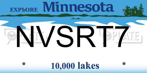 NVSRT7 Minnesota License Plate