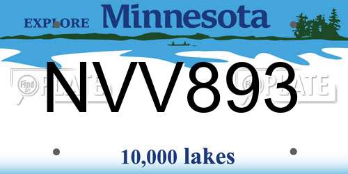 NVV893 Minnesota License Plate