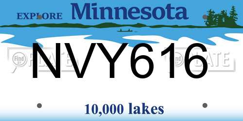 NVY616 Minnesota License Plate