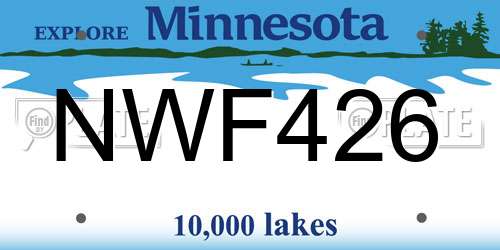 NWF426 Minnesota License Plate