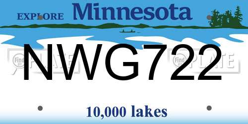 NWG722 Minnesota License Plate