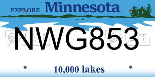 NWG853 Minnesota License Plate