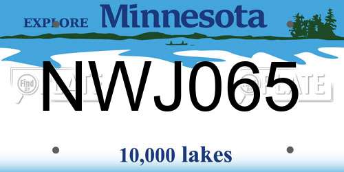 NWJ065 Minnesota License Plate