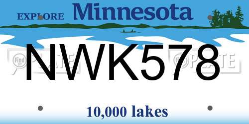 NWK578 Minnesota License Plate
