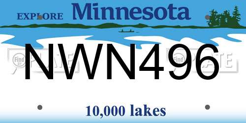 NWN496 Minnesota License Plate