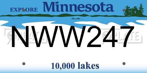 NWW247 Minnesota License Plate