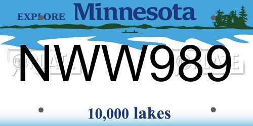 NWW989 Minnesota License Plate