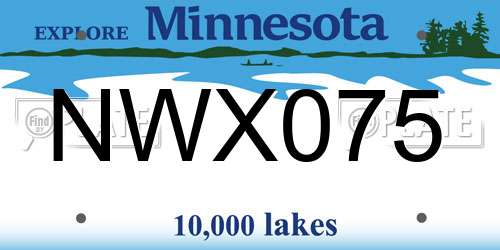 NWX075 Minnesota License Plate