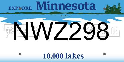 NWZ298 Minnesota License Plate