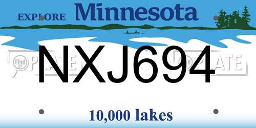 NXJ694 Minnesota License Plate