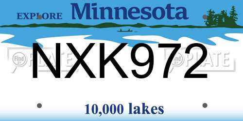 NXK972 Minnesota License Plate