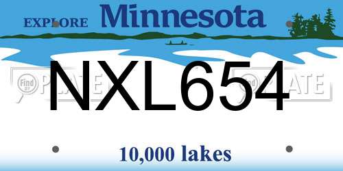 NXL654 Minnesota License Plate