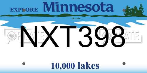NXT398 Minnesota License Plate