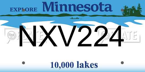 NXV224 Minnesota License Plate