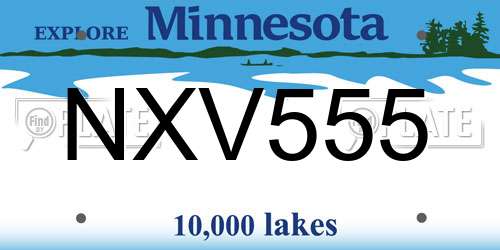 NXV555 Minnesota License Plate
