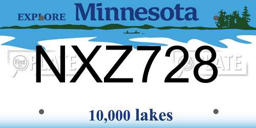NXZ728 Minnesota License Plate