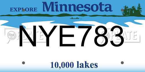 NYE783 Minnesota License Plate
