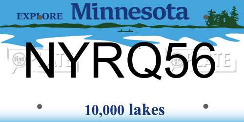 NYRQ56 Minnesota License Plate