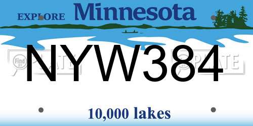 NYW384 Minnesota License Plate