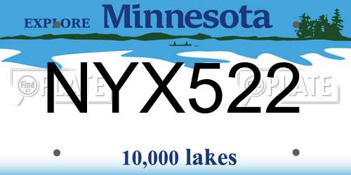 NYX522 Minnesota License Plate
