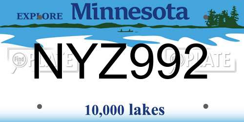 NYZ992 Minnesota License Plate