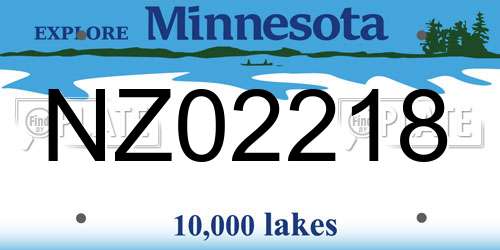 NZ02218 Minnesota License Plate