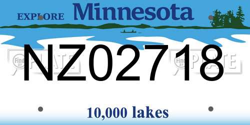 NZ02718 Minnesota License Plate