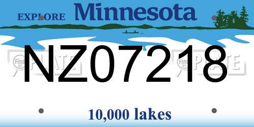 NZ07218 Minnesota License Plate