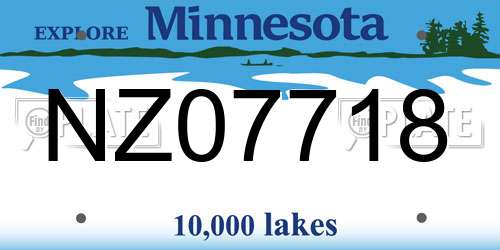 NZ07718 Minnesota License Plate
