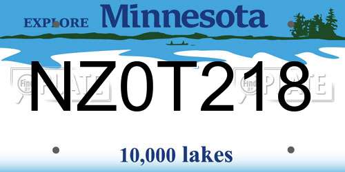 NZ0T218 Minnesota License Plate