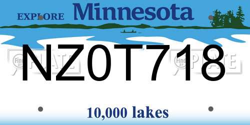 NZ0T718 Minnesota License Plate