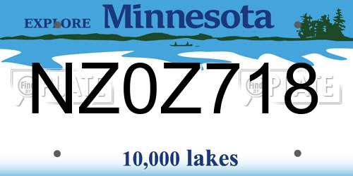 NZ0Z718 Minnesota License Plate