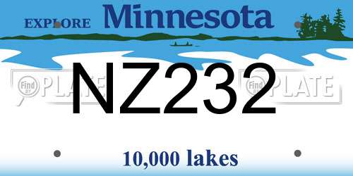 NZ232 Minnesota License Plate