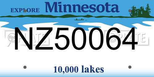 NZ50064 Minnesota License Plate