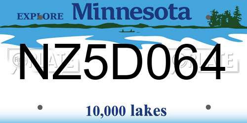 NZ5D064 Minnesota License Plate