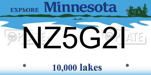NZ5G2I Minnesota License Plate