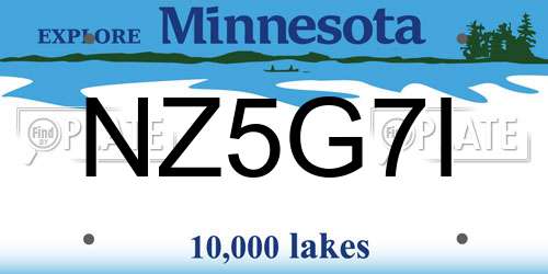 NZ5G7I Minnesota License Plate