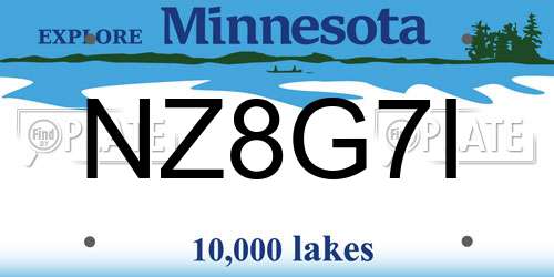 NZ8G7I Minnesota License Plate