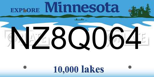 NZ8Q064 Minnesota License Plate