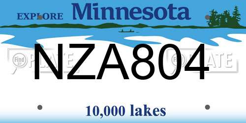 NZA804 Minnesota License Plate