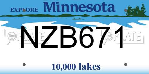 NZB671 Minnesota License Plate