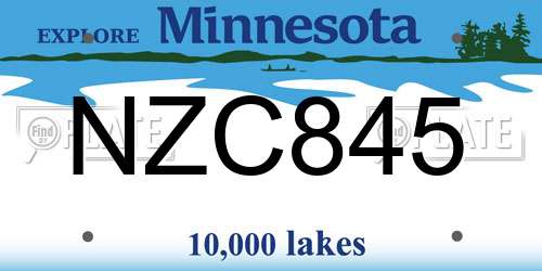 NZC845 Minnesota License Plate