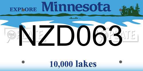 NZD063 Minnesota License Plate